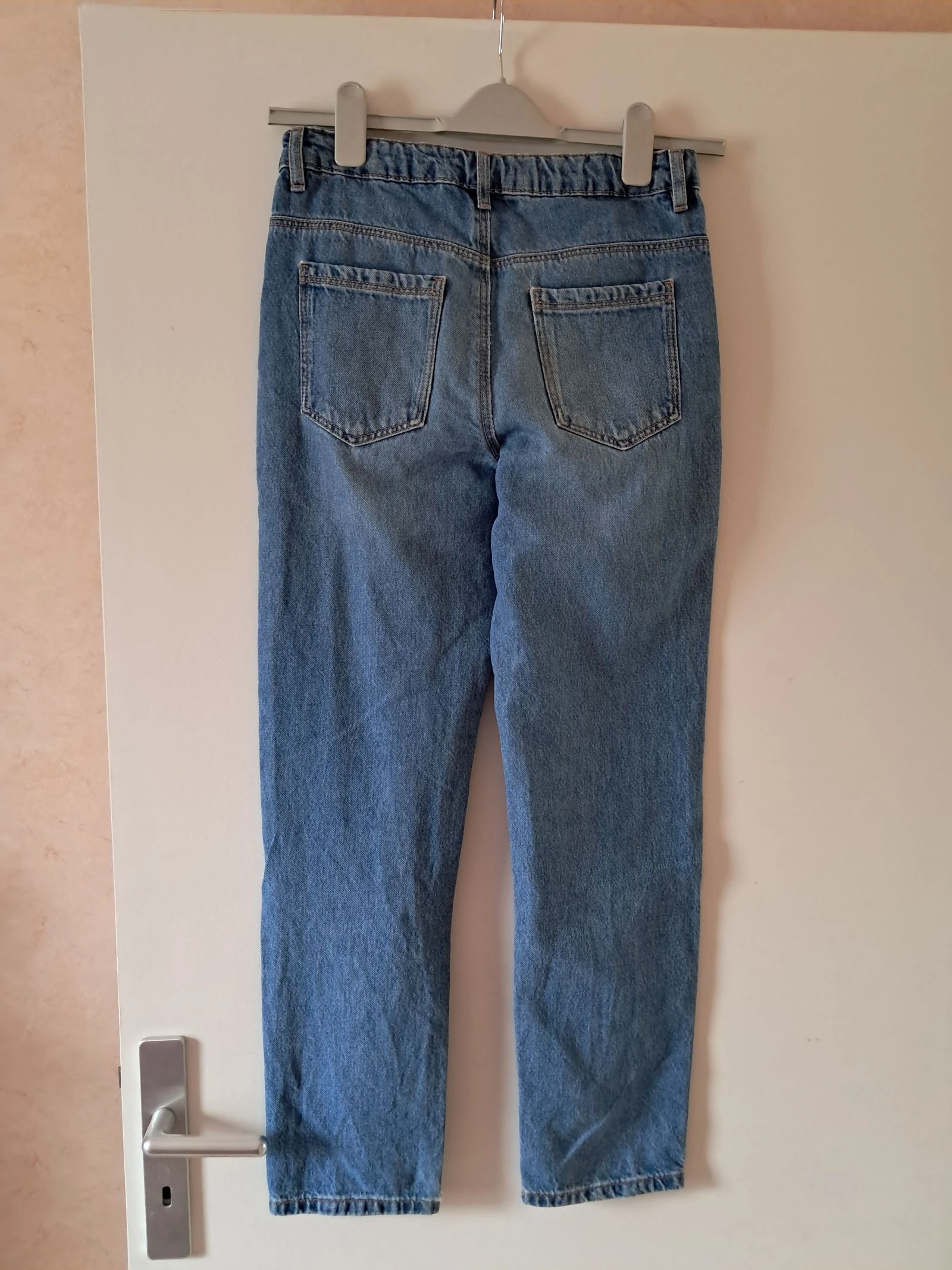 Jeans con cinta en el ojo para tweens XS holgado grande azul para adolescentes chicos – photo 4